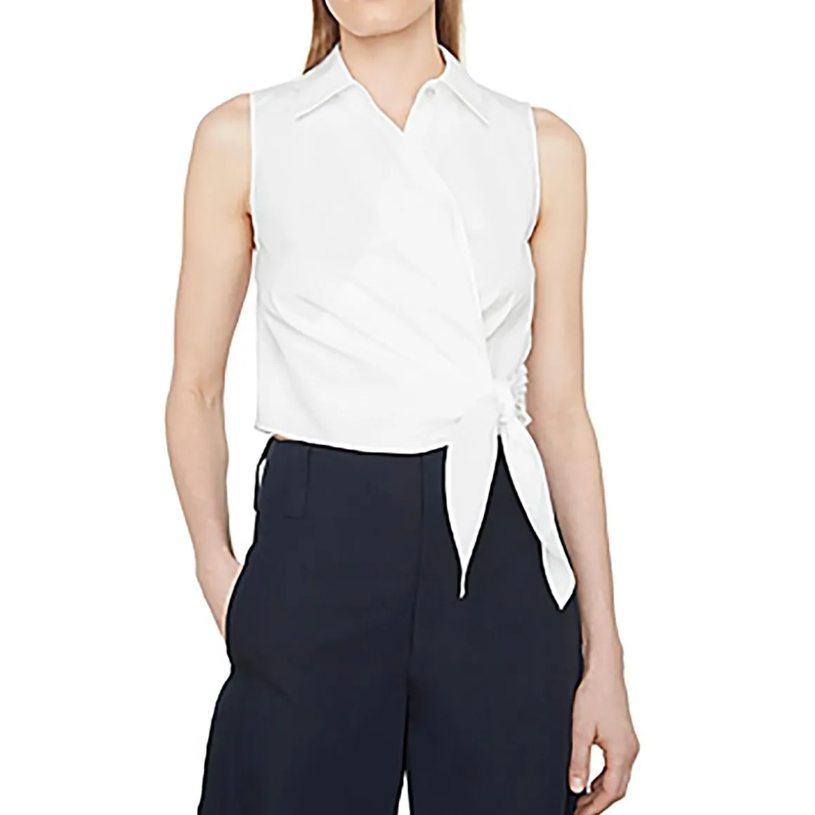 Collar Sleeveless Wrap Top