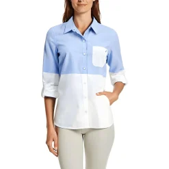 Colorblock Cotton Button-Down Top