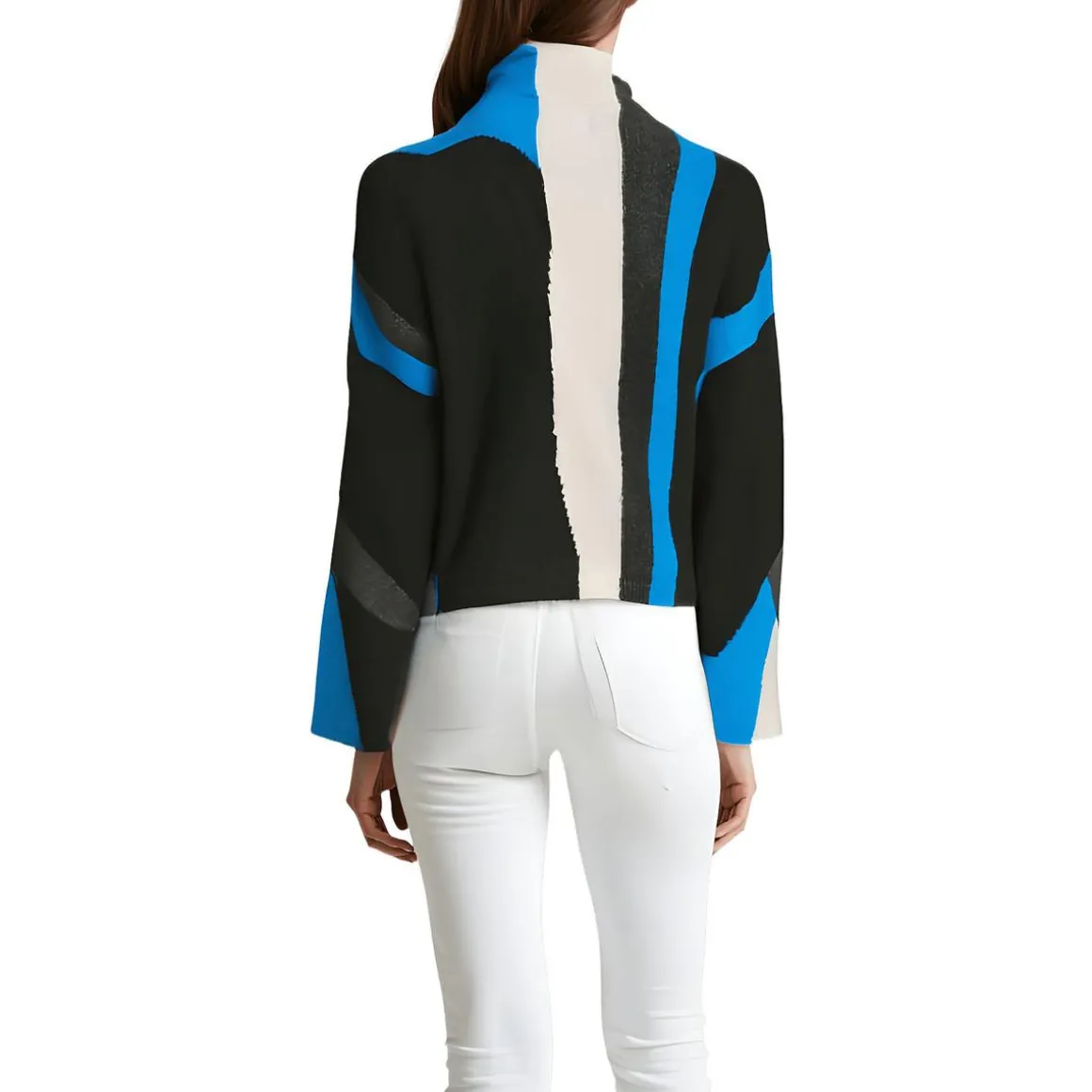 Colorblock Knit Mock Turtleneck Sweater