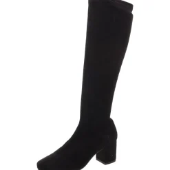 COMESS Faux Suede Zipper Knee-High Boots
