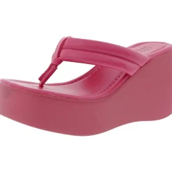 Comfort Insole Faux Leather Wedge Sandals