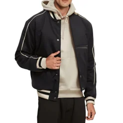 Contrast Trim Cotton Bomber Jacket