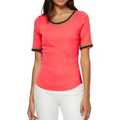 Contrast Trim Cotton Pullover Top