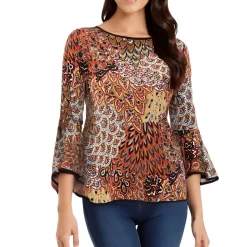 Contrast Trim Crewneck Blouse