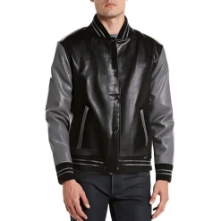 Contrast Trim Faux Leather Leather Jacket