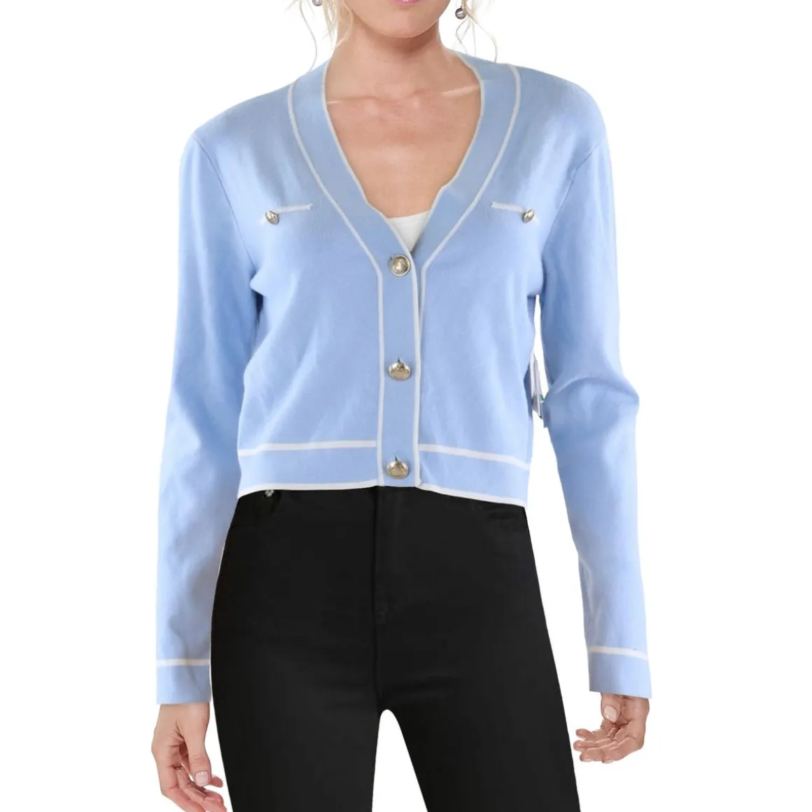 Contrast Trim Knit Cardigan Sweater