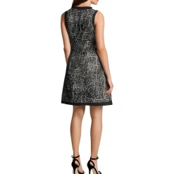 Contrast Trim Knit Fit & Flare Dress