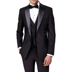 Contrast Trim Wool Two-Button Blazer