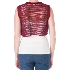 Cord Pointelle Linen Sleeveless Crop Top