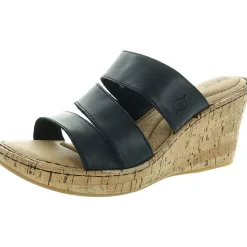 Cork Leather Wedge Sandals