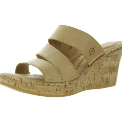 Cork Leather Wedge Sandals