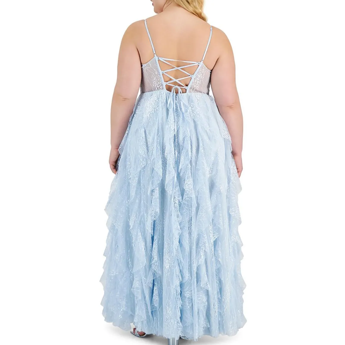 Corset Seamed Back Lace Up Evening Dress