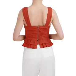 Cotton Blend Ruched Peplum Top