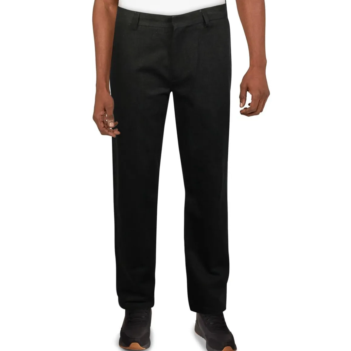 Cotton Herringbone Straight Leg Pants