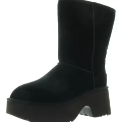 Covered Platform Suede Mid-Calf Boots