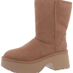 Covered Platform Suede Mid-Calf Boots