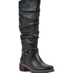 Crammers Faux Leather Slouchy Knee-High Boots