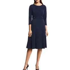 Crepe 3/4 Sleeves Fit & Flare Dress