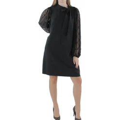 Crepe Bow Neck Sheath Dress