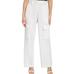 Crepe Mid-Rise Wide Leg Pants