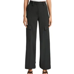 Crepe Mid-Rise Wide Leg Pants