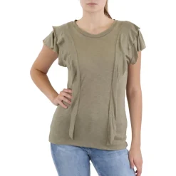 Crewneck Cap Sleeves Pullover Top