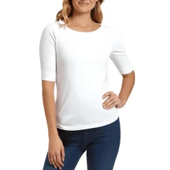 Crewneck Elbow Sleeve Pullover Top
