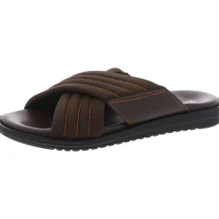 Criss-Cross Leather Slide Sandals