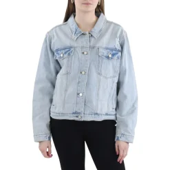 Crochet Back Ripped Denim Jacket