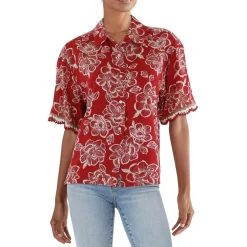 Crochet Collar Button-Down Top