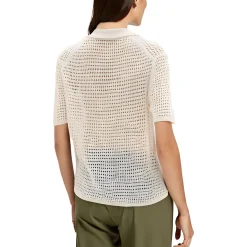 Crochet Linen Button-Down Top