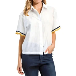 Crochet Woven Button-Down Top