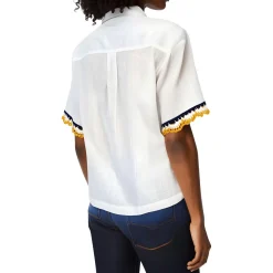 Crochet Woven Button-Down Top