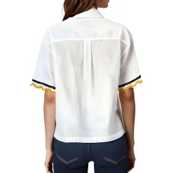 Crochet Woven Button-Down Top