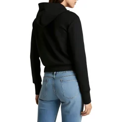 Crop Cotton Hooded Sweatshirt