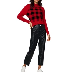Crop Faux Leather Straight Leg Pants