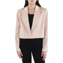 Crop Satin One-Button Blazer