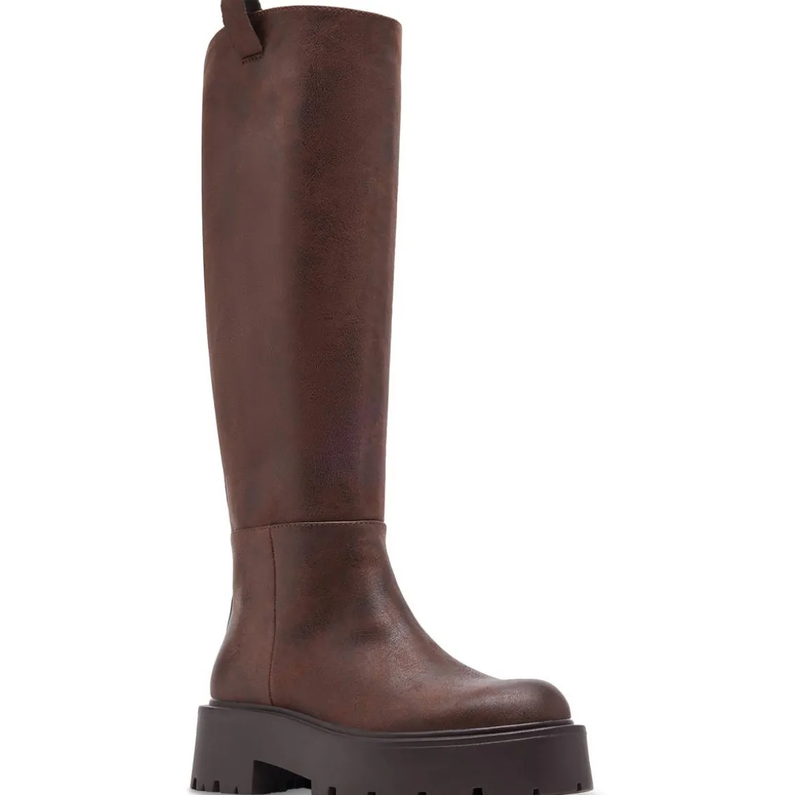 Crow WC Distressed Faux Leather Knee-High Boots