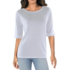 Cuffed Cotton Pullover Top