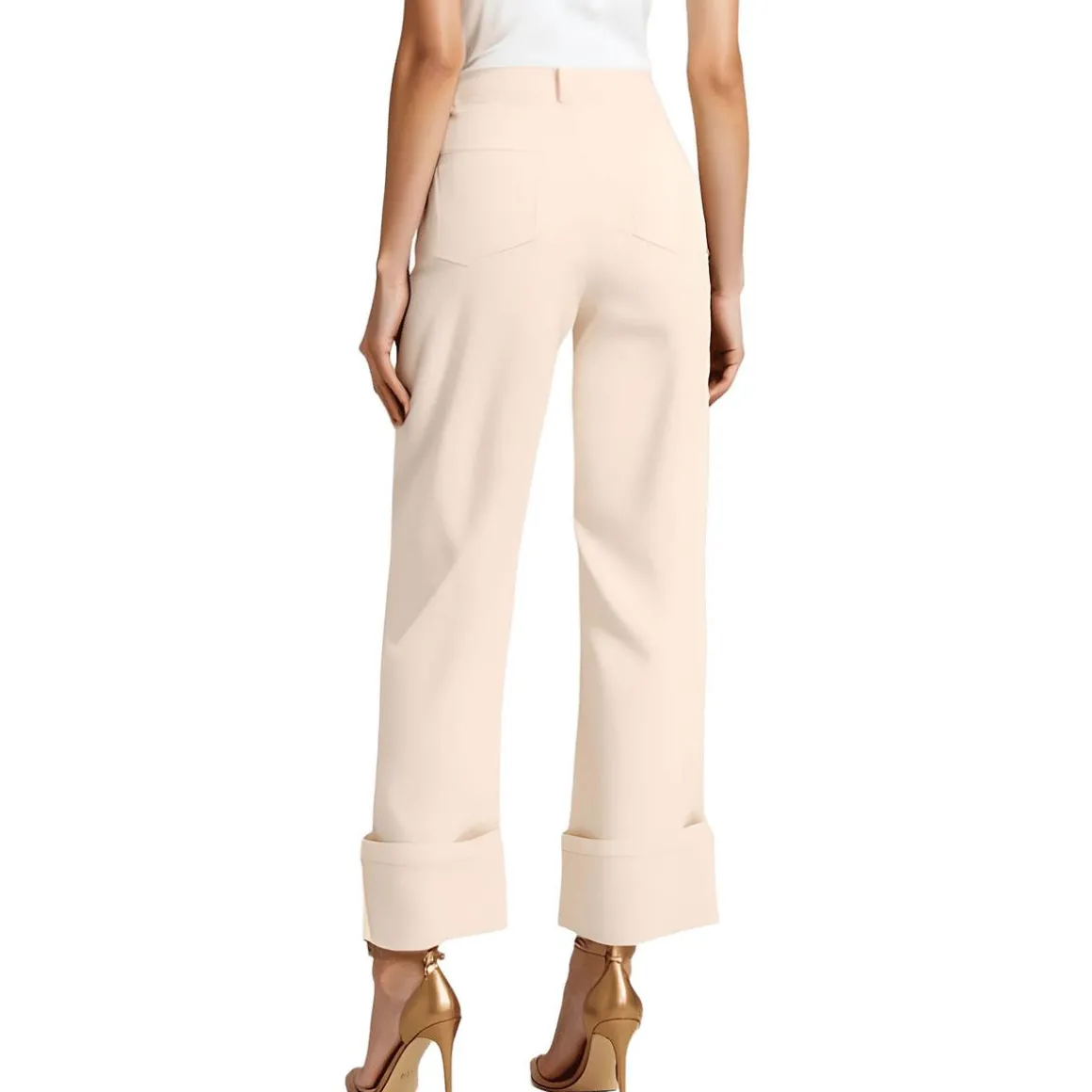 Cuffed Denim Wide Leg Jeans