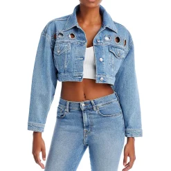 Cutout Cropped Denim Jacket