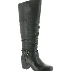 Dakota Leather Stacked Heel Knee-High Boots