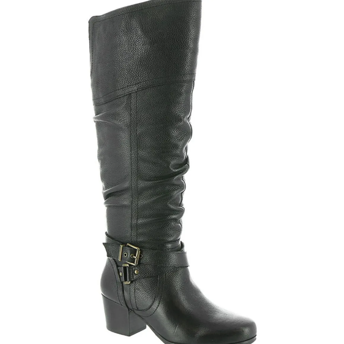 Dakota Leather Stacked Heel Knee-High Boots