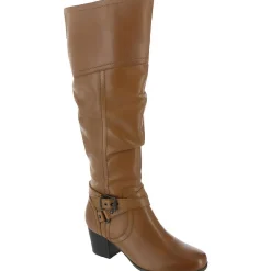 Dakota Leather Stacked Heel Knee-High Boots