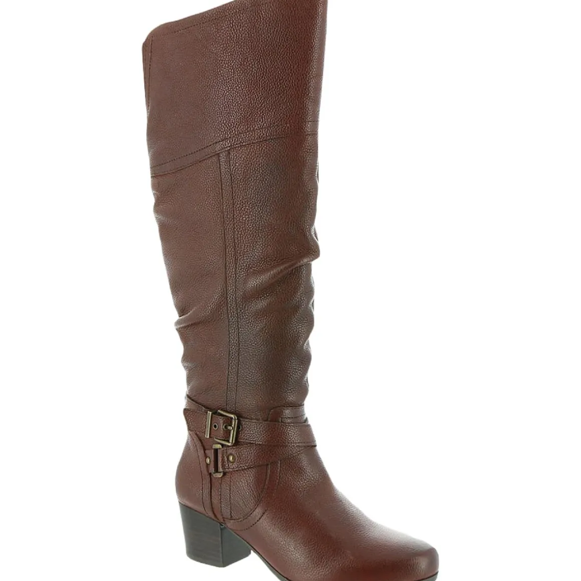 Dakota Leather Stacked Heel Knee-High Boots