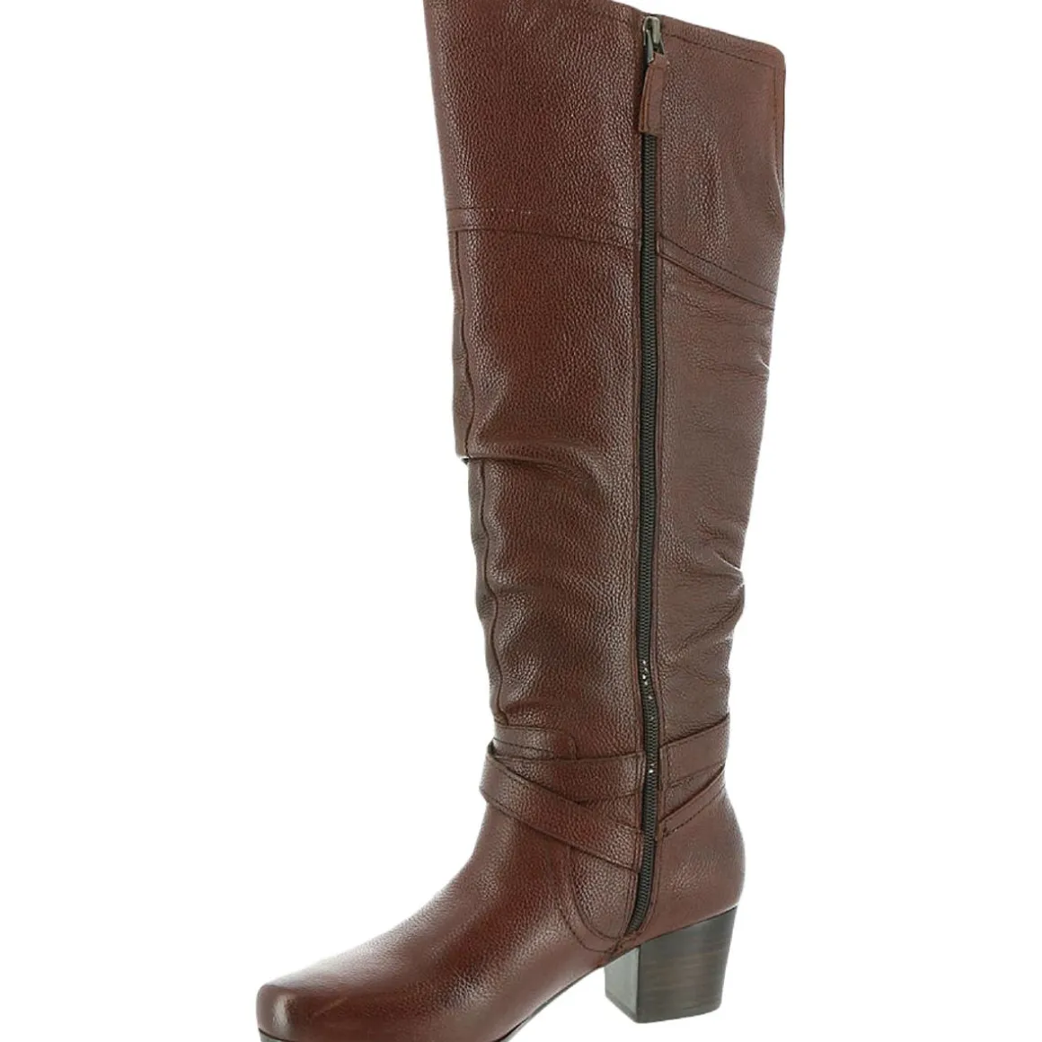 Dakota Leather Stacked Heel Knee-High Boots