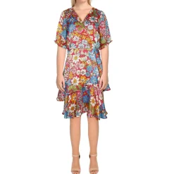 Daytime Faux-Wrap Shift Dress