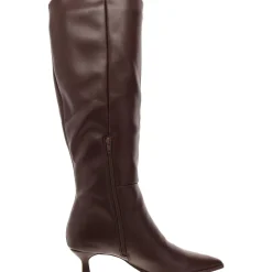 Debutt Faux Leather Kitten Heel Knee-High Boots