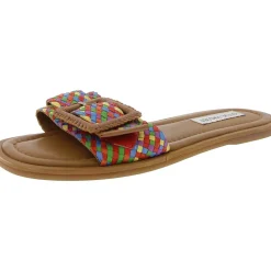 Della Woven Leather Slide Sandals