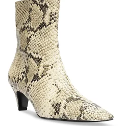 Dellia Snake Print Leather Mid-Calf Boots